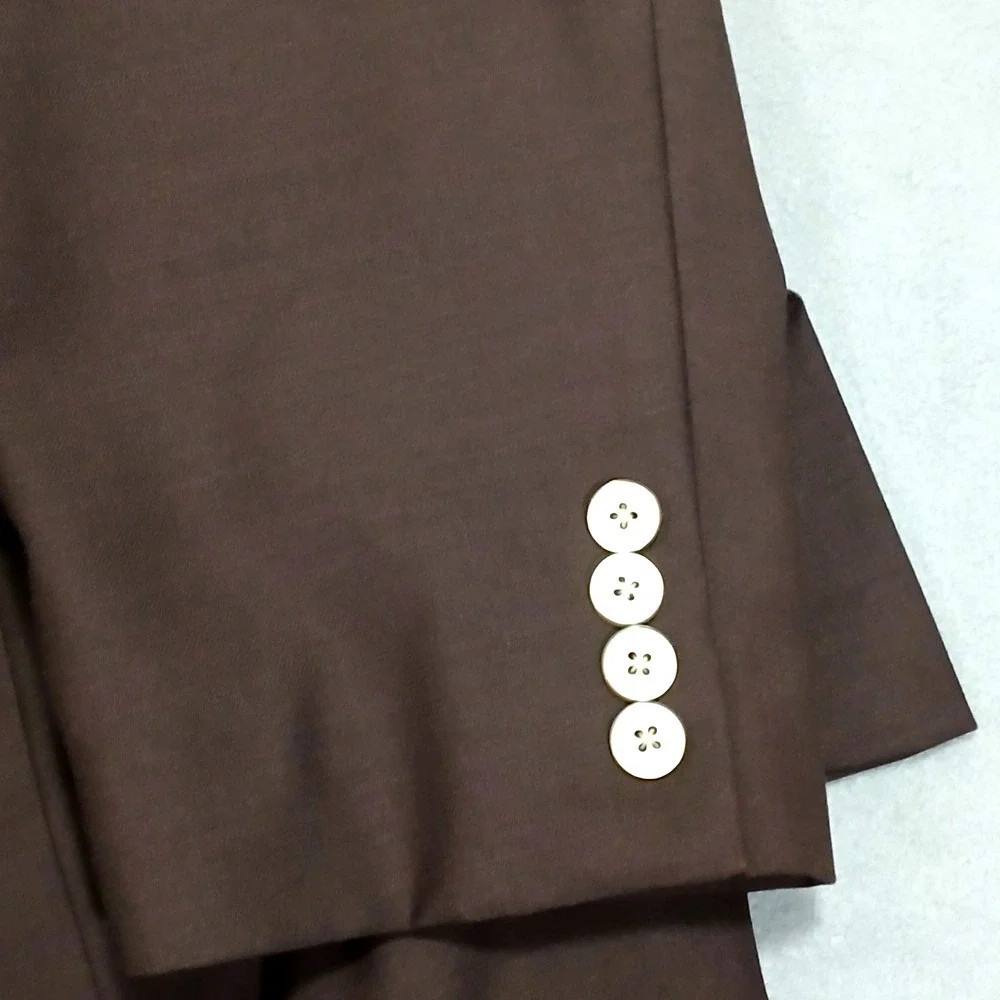 Tiglio Luxe‎ Sport Coat 48 Lana Merinos Extra Fine Super 150s Wool Brown Blazer
